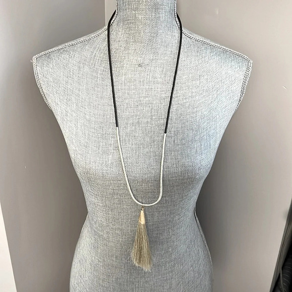 Long Gold Tassel Necklace Rope and Rubber Cord - Picture 2 of 5